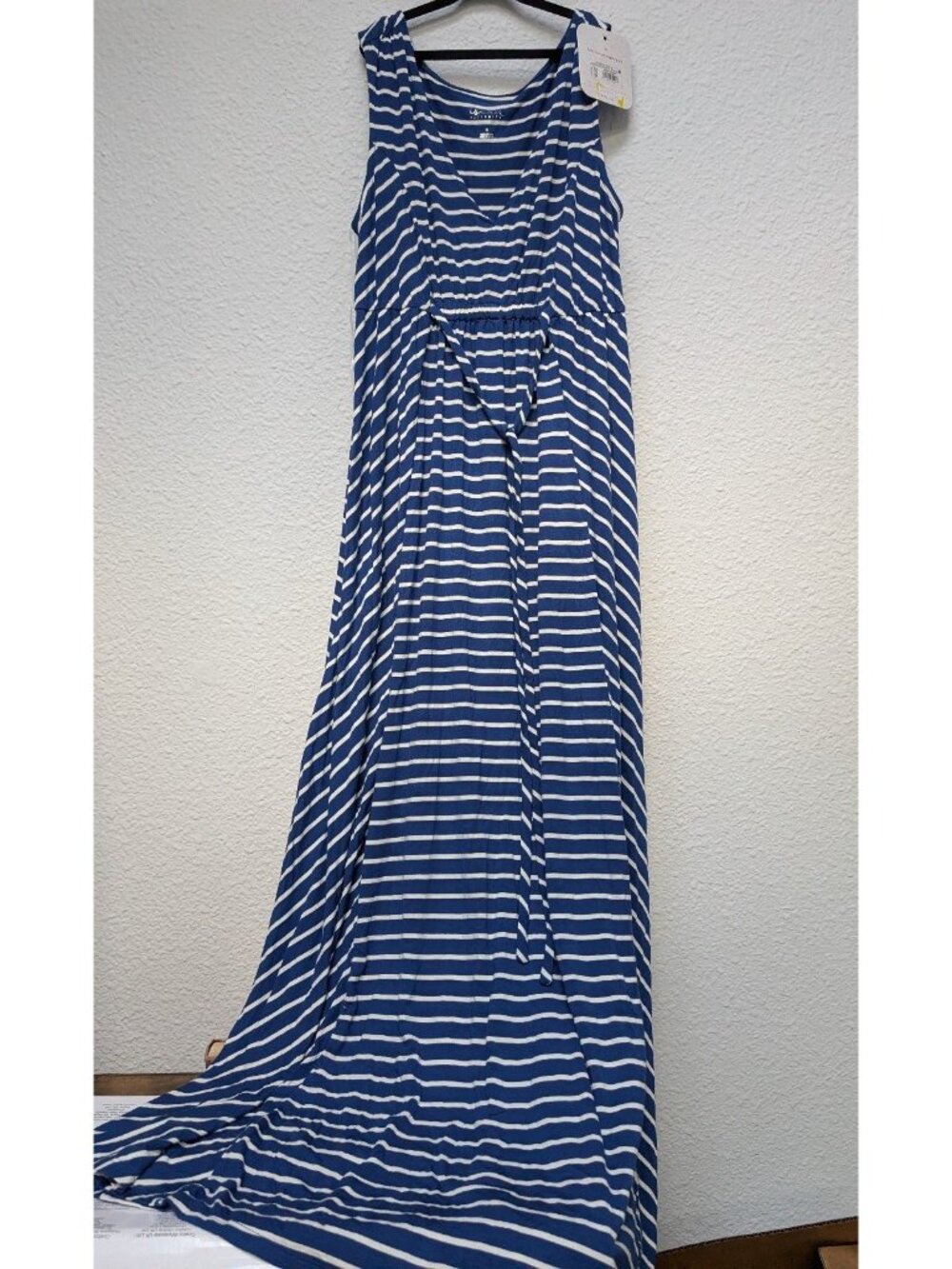 Isabel Maternity Dress by Ingrid + Isabel Blue White Stripe Small Maxi Dress NWT
